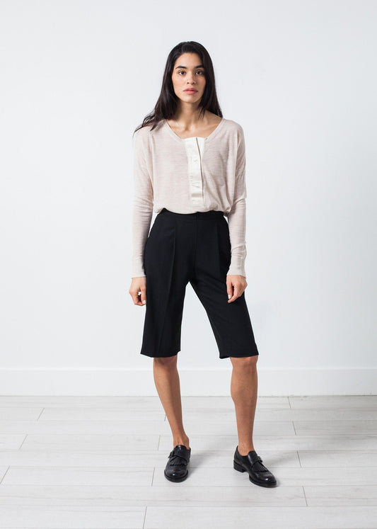 Quần short dệt màu đen