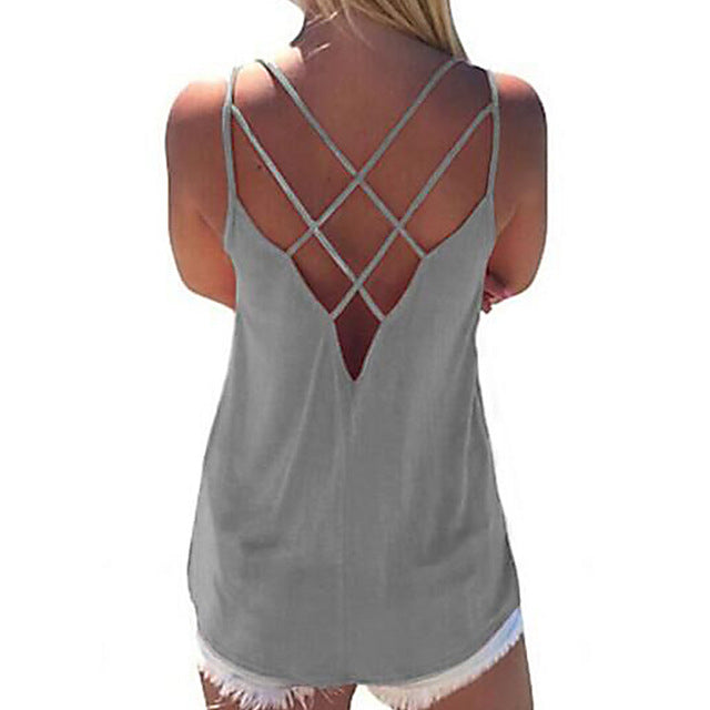 Nữ Chất Lượng Cao Mùa Hè Soild Màu Sắc Không Tay Spaghetti Dây Chắc Chắn Khoét Hở Mỏng Thoáng Mát Rời Duyên Dáng Mặt Trời-Top Gợi Cảm áo Vest