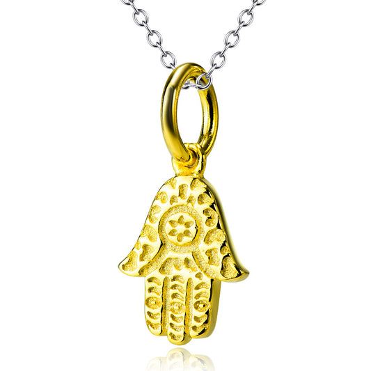 AliExpress Amazon hot bạc 925 micro- khảm mặt dây chuyền hình lòng bàn tay vòng cổ thương mại mặt dây chuyền bạc thời trang