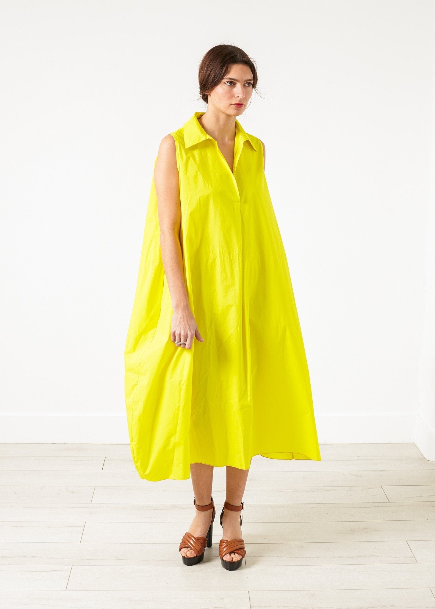 Balloon Cotton Dress in Yellow - formtest11