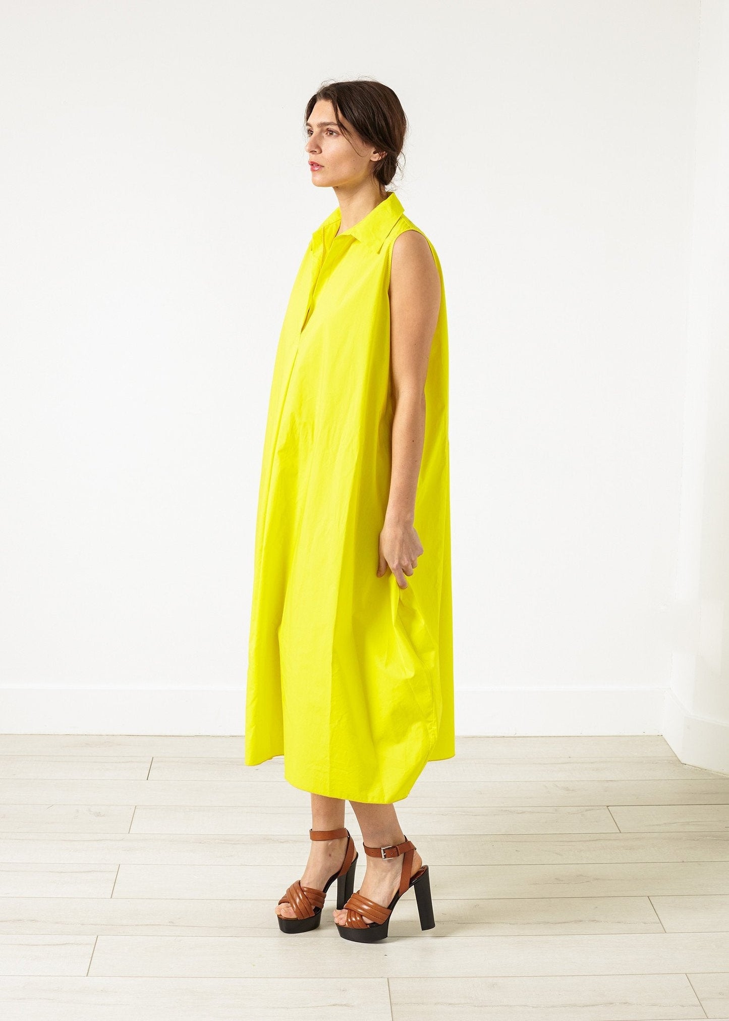 Balloon Cotton Dress in Yellow - formtest11