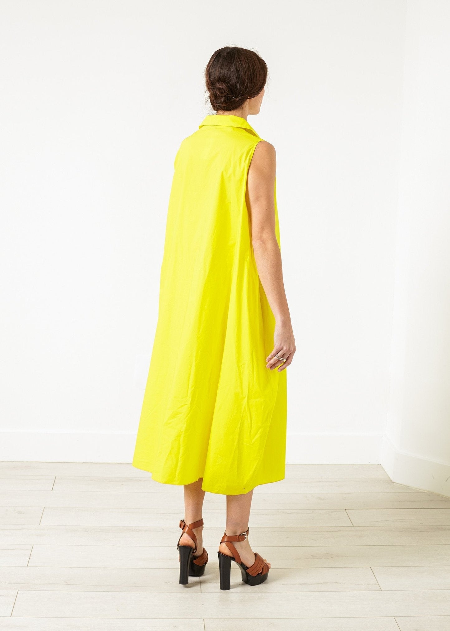 Balloon Cotton Dress in Yellow - formtest11