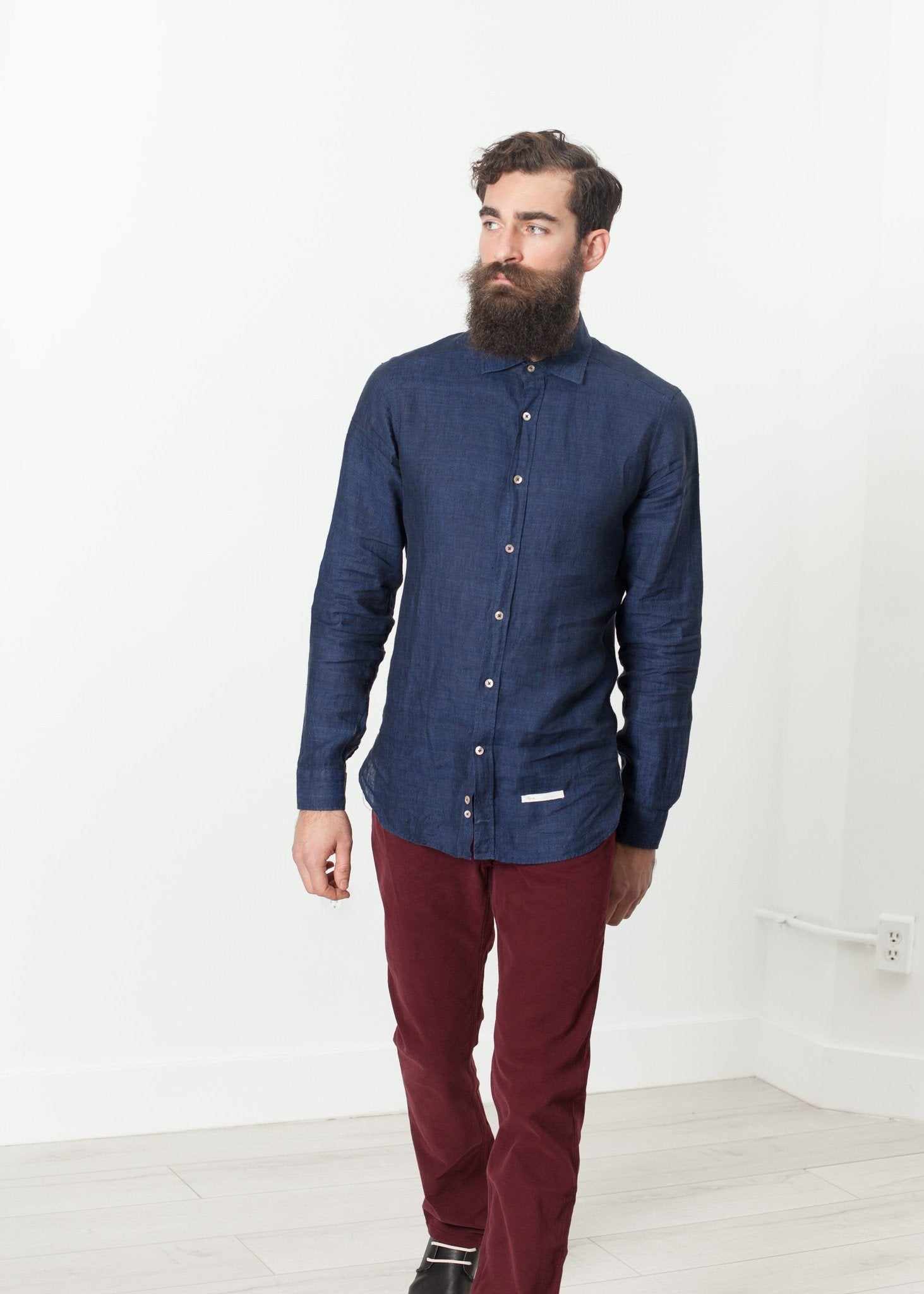 Button Up Shirt in Navy - formtest11