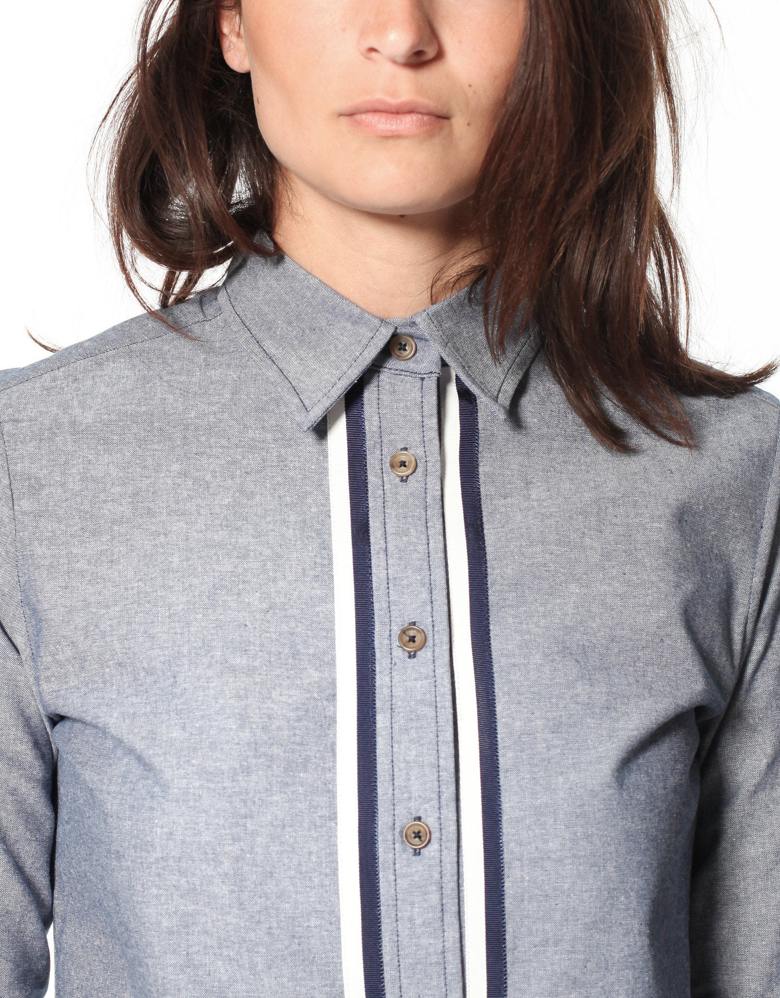 Chambray Boyfriend Shirt in Blue - formtest11