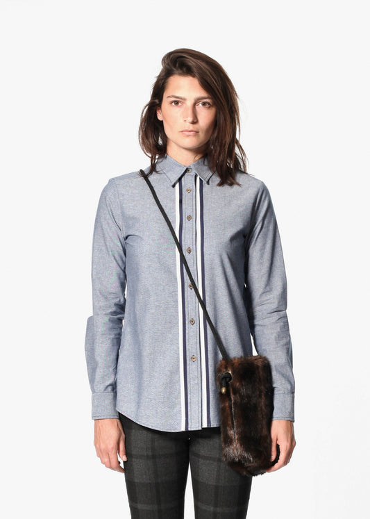 Chambray Boyfriend Shirt in Blue - formtest11