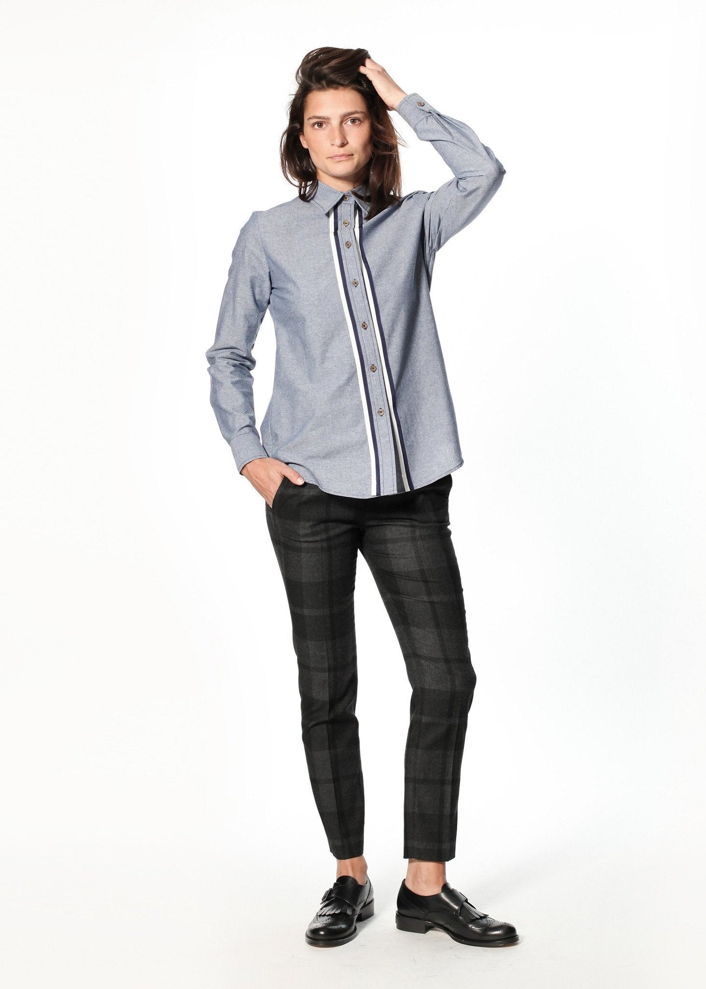 Chambray Boyfriend Shirt in Blue - formtest11