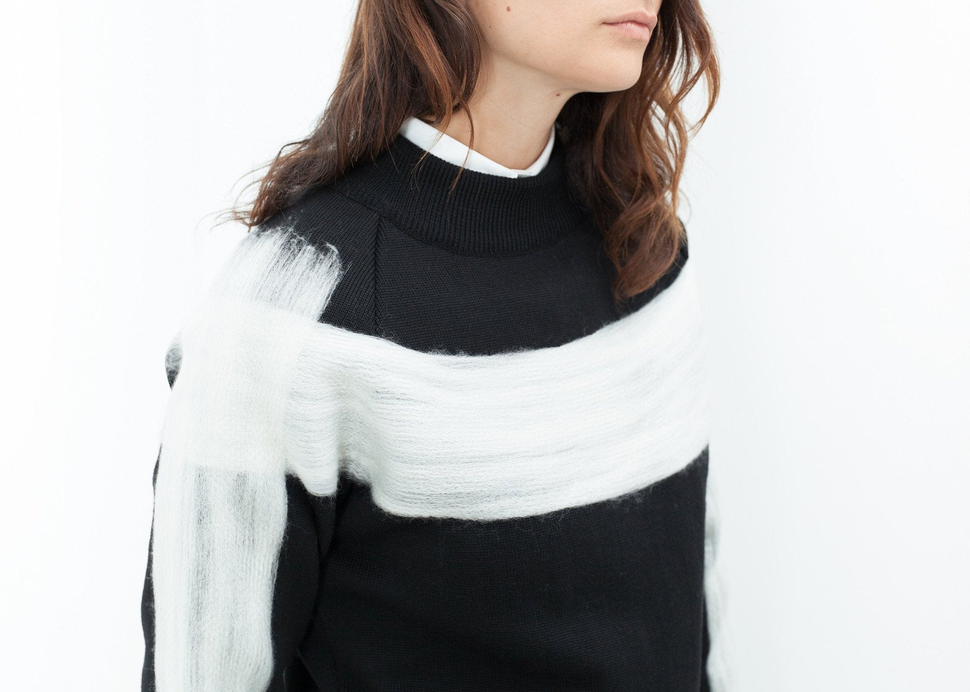 Contrast Felted Sweater in Black - formtest11