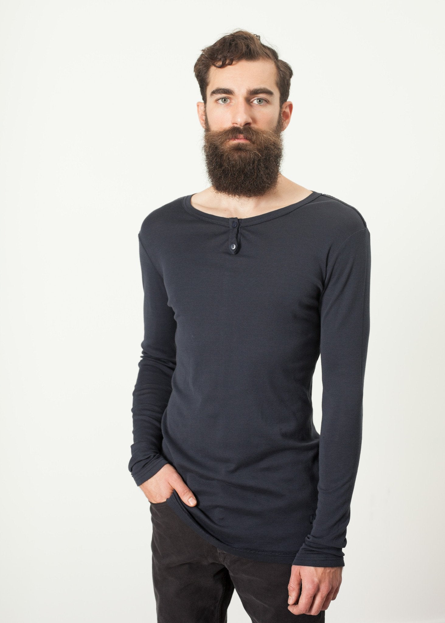 Cotton Henley in Blue Grey - formtest11