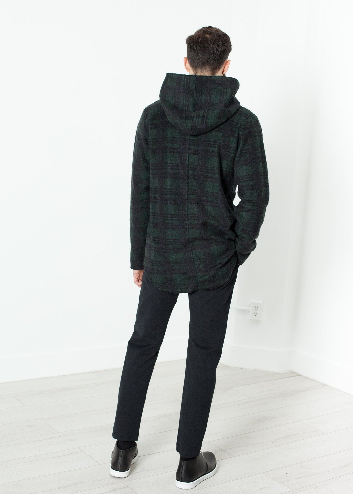 Double Breasted Hoodie in Forest Plaid - formtest11