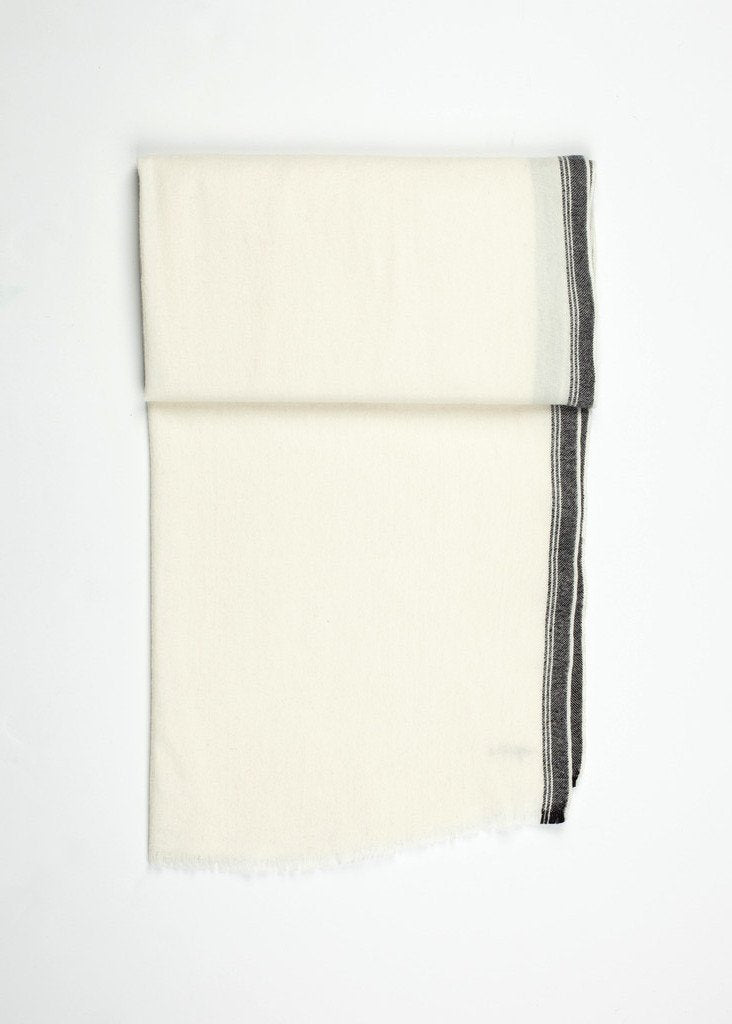 Edged Wool Scarf in Off White - formtest11