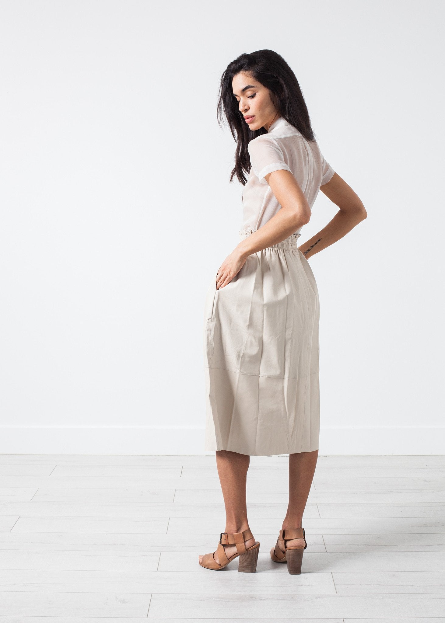 Eulera Leather Skirt in Cream - formtest11