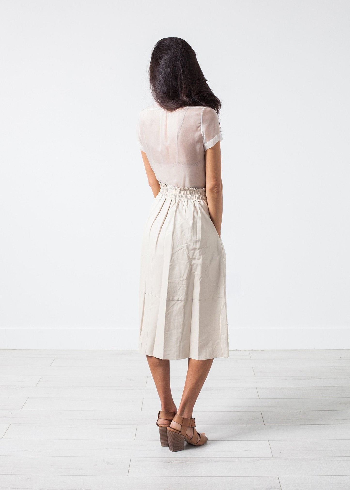 Eulera Leather Skirt in Cream - formtest11