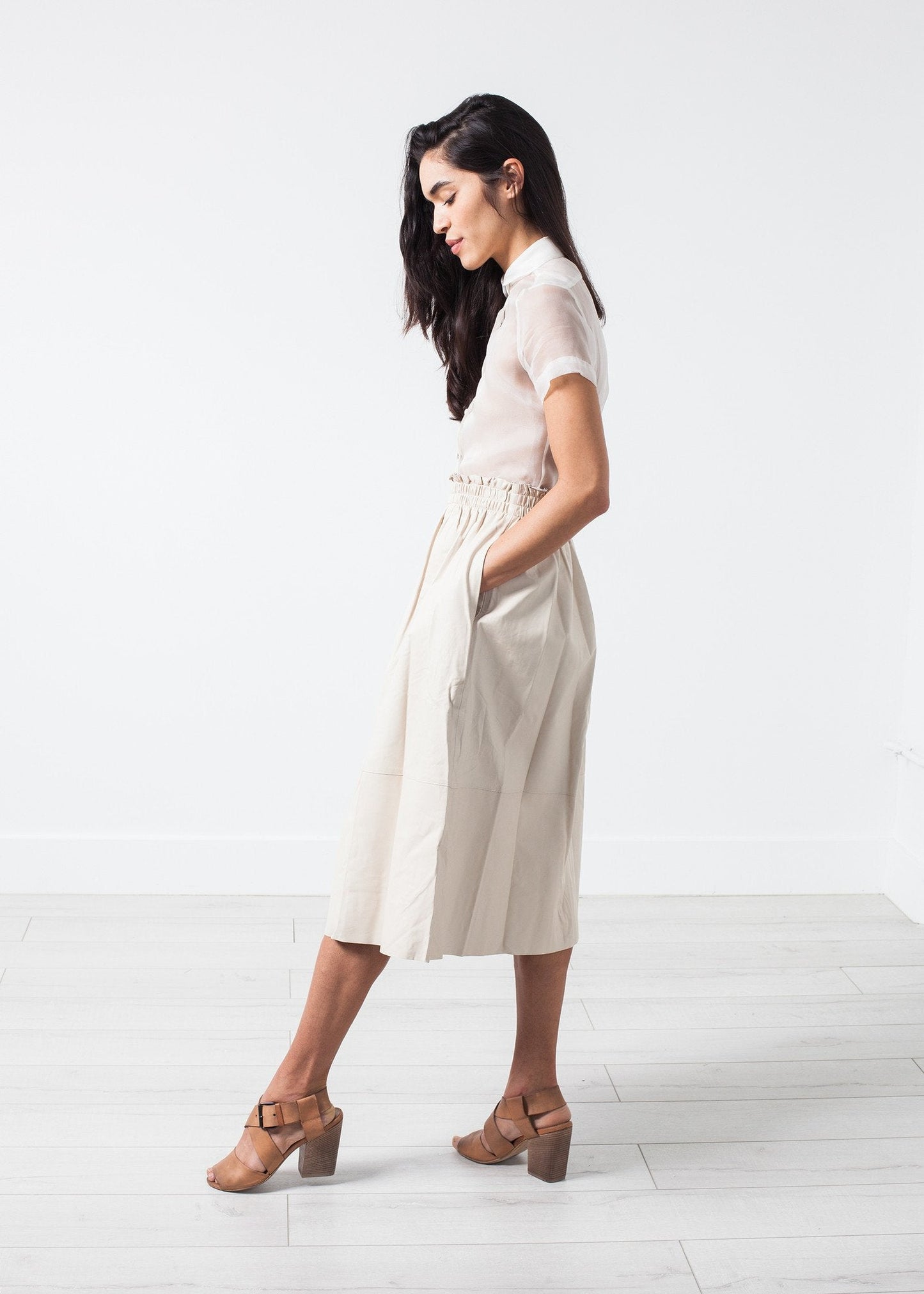 Eulera Leather Skirt in Cream - formtest11