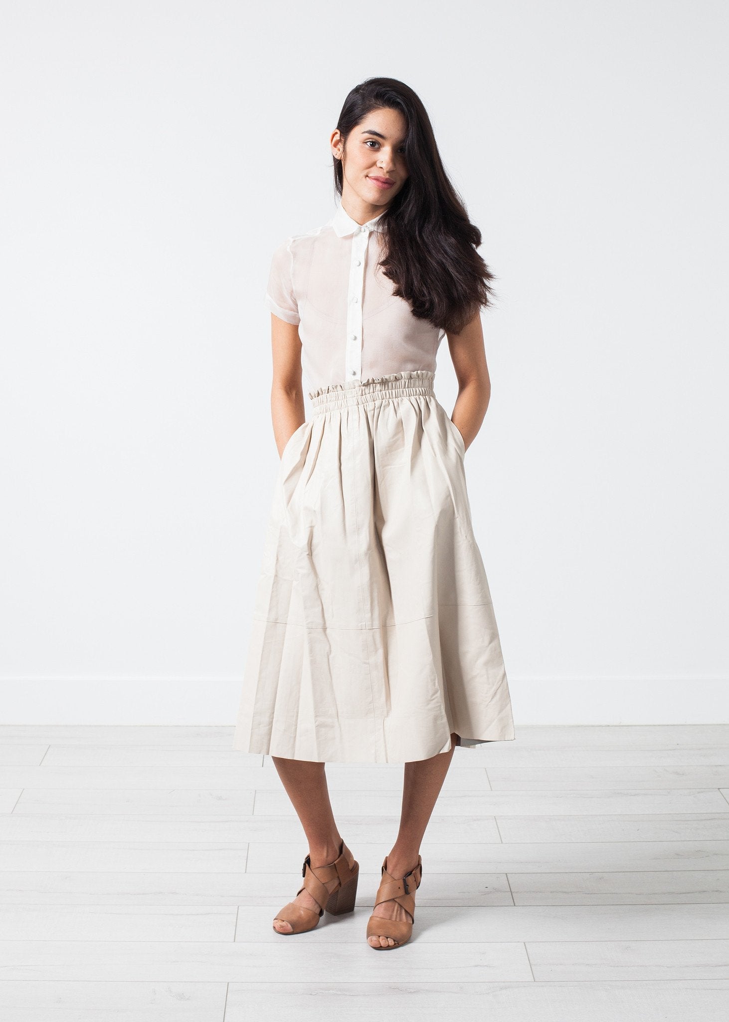 Eulera Leather Skirt in Cream - formtest11