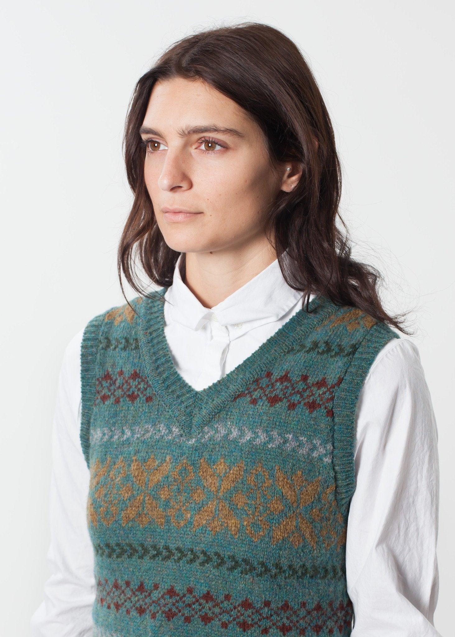 Fair Isle Vest in Army - formtest11