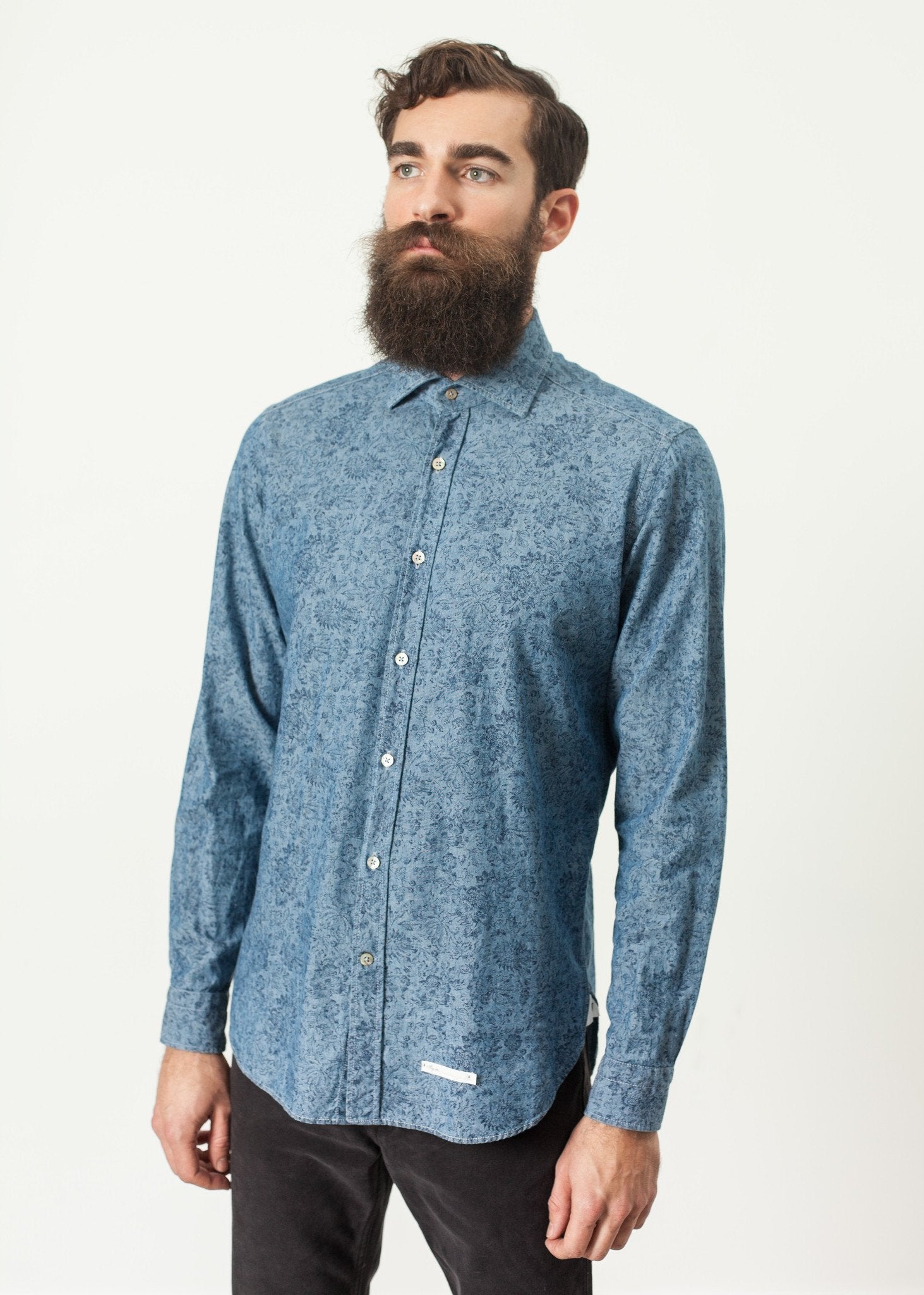 Floral Button-Up in Blue - formtest11