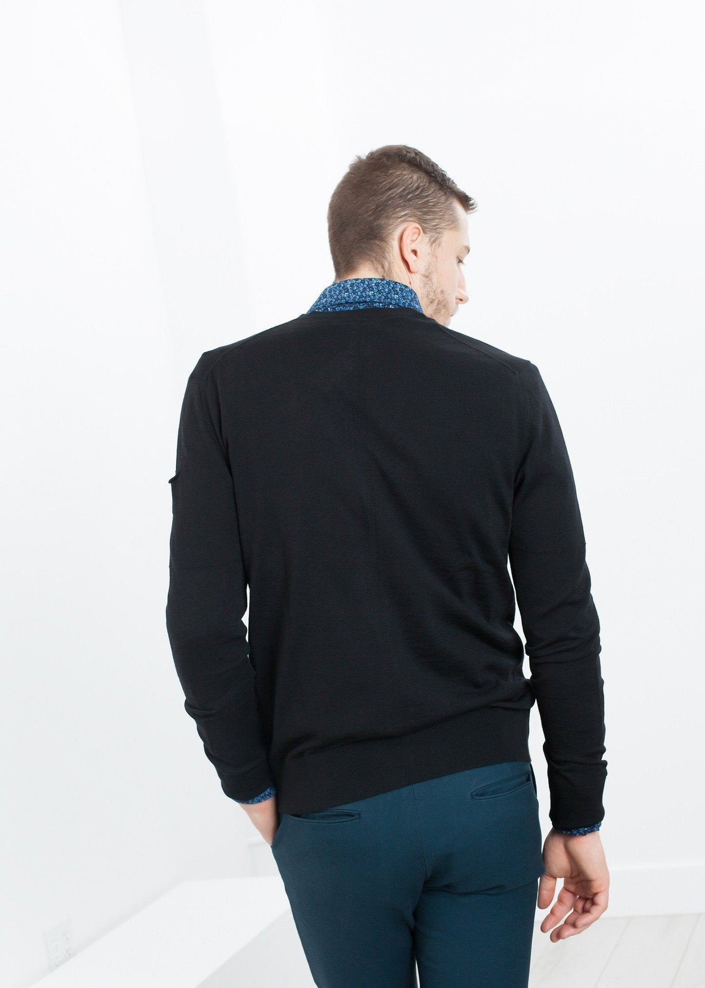 Hidden Placket Cardigan in Black - formtest11