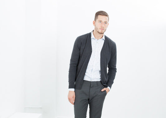 Hidden Placket Cardigan in Charcoal - formtest11