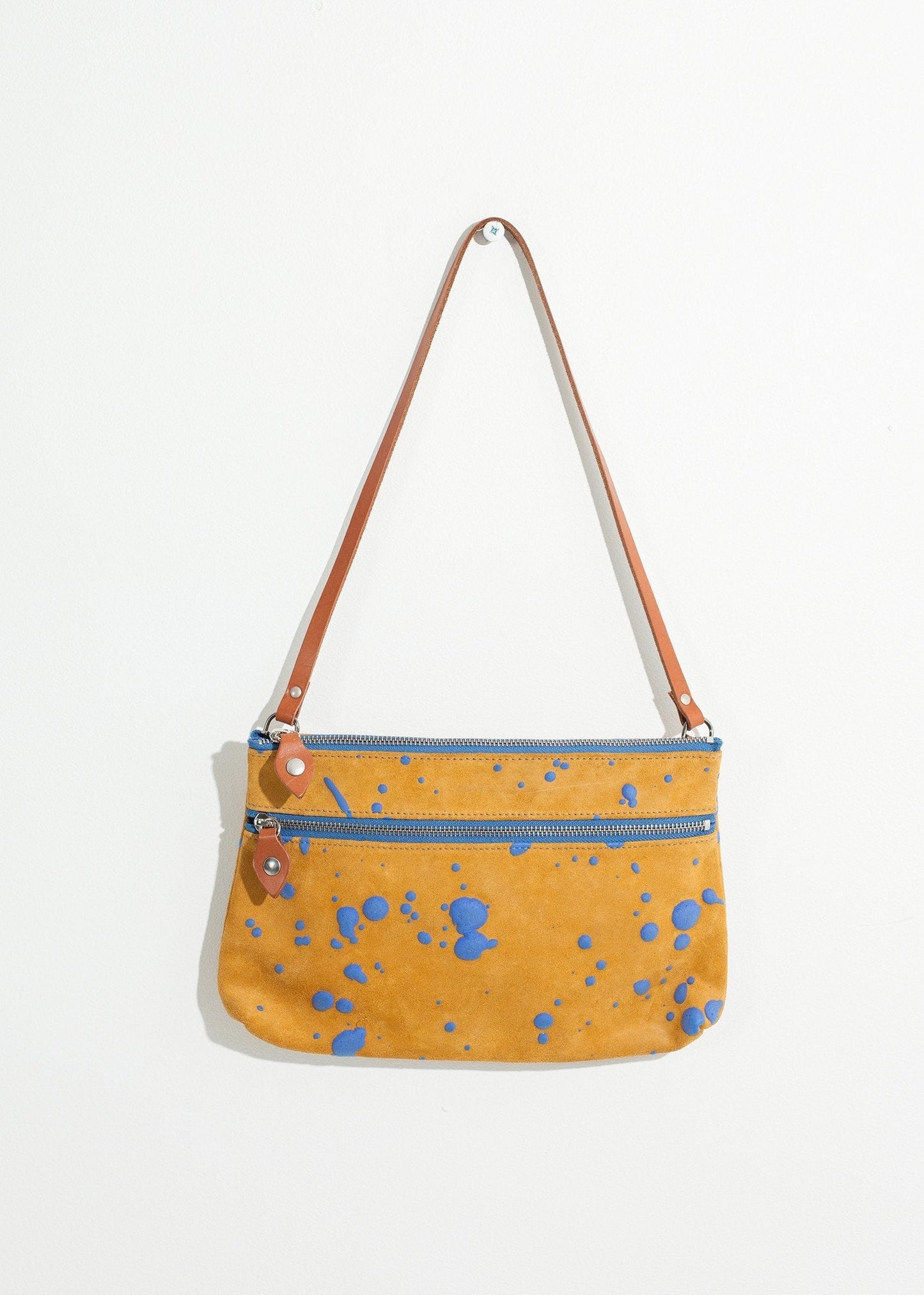 Ink Splatter Shoulder Bag in Mustard/Blue - formtest11