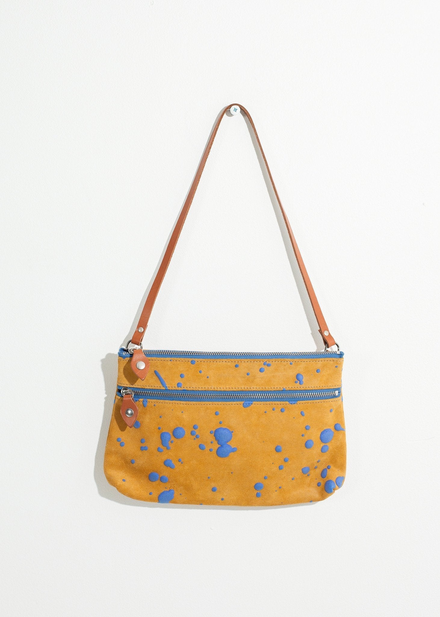 Ink Splatter Shoulder Bag in Mustard/Blue - formtest11