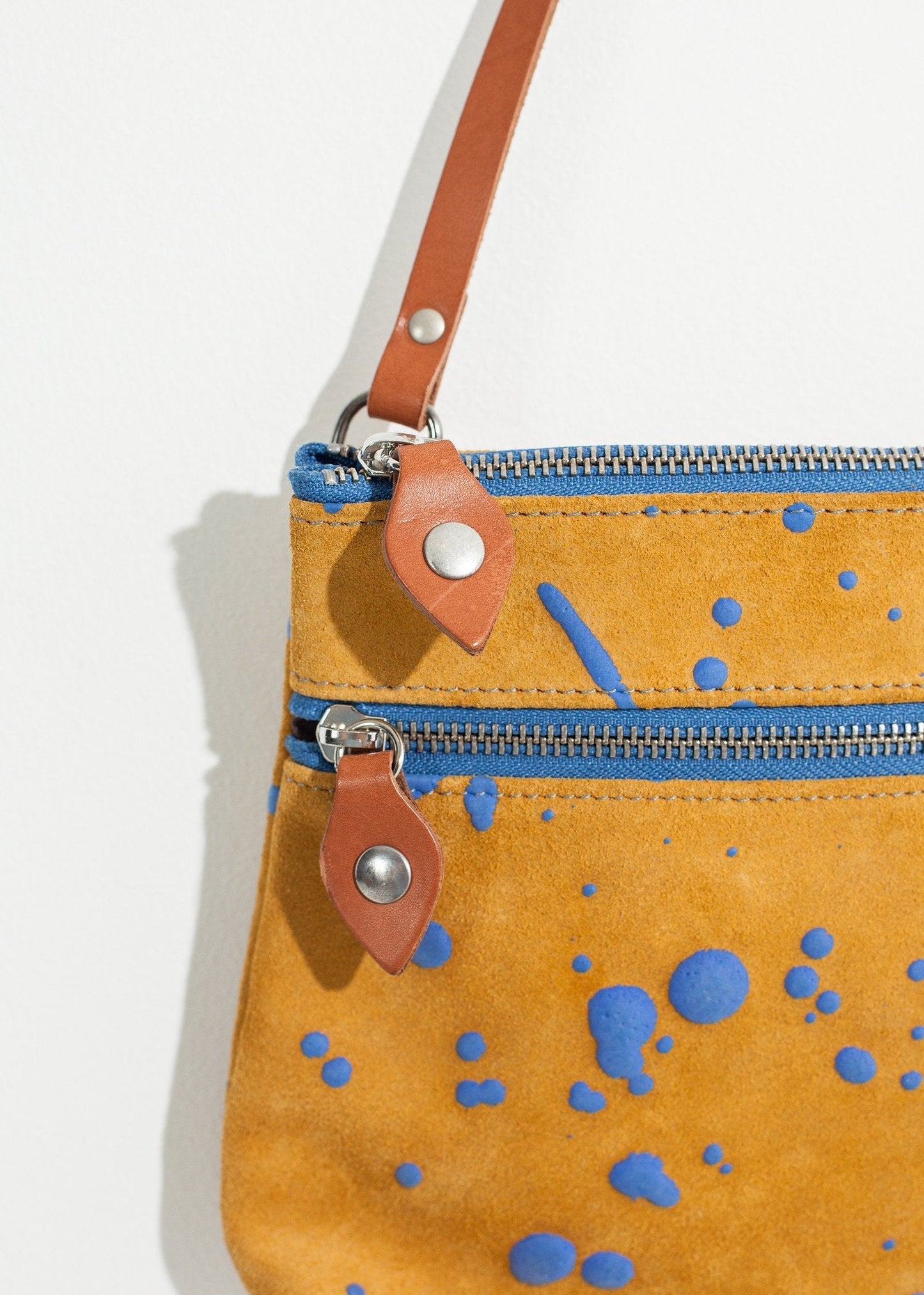 Ink Splatter Shoulder Bag in Mustard/Blue - formtest11