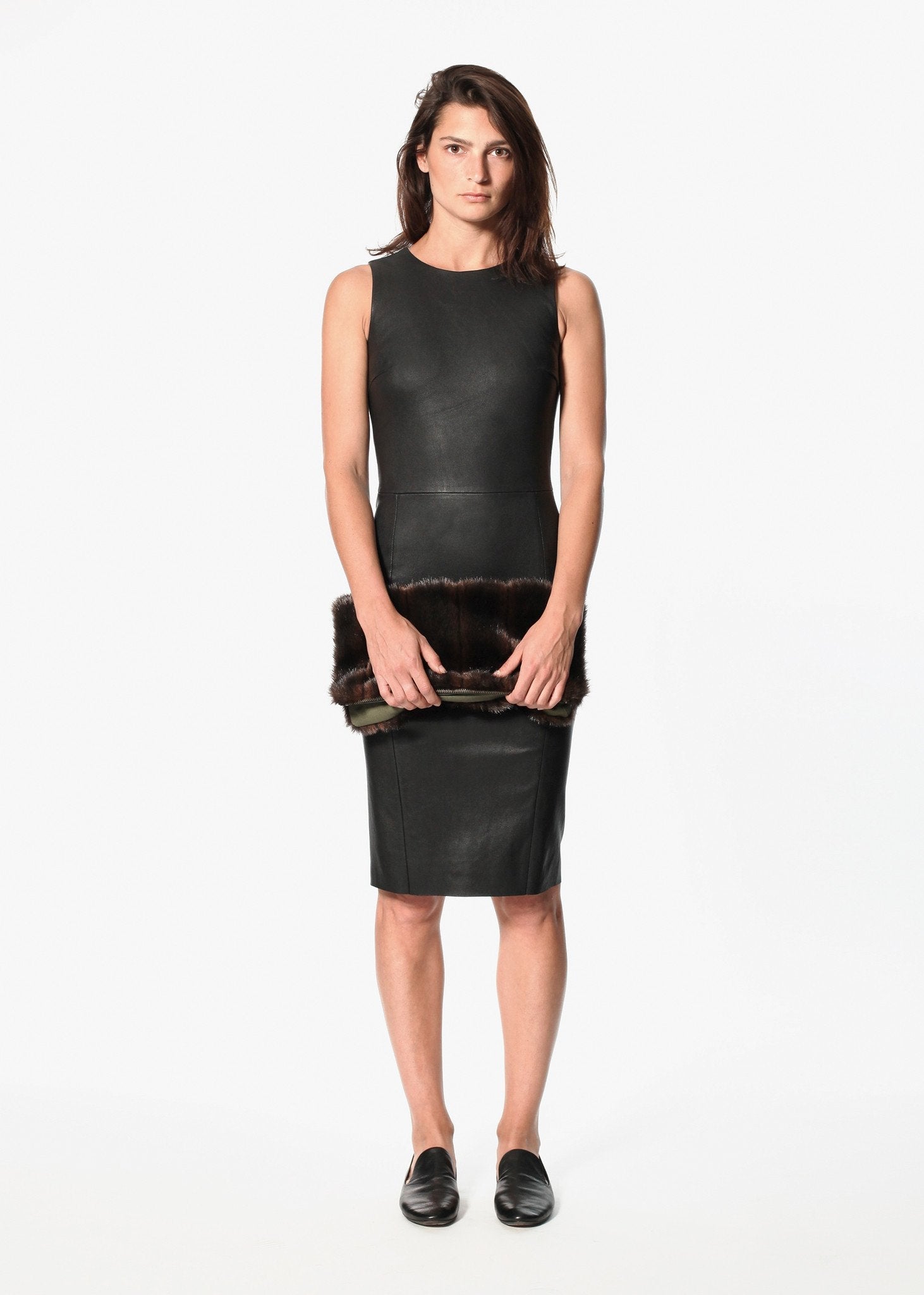 Iranta Leather Dress in Black - formtest11