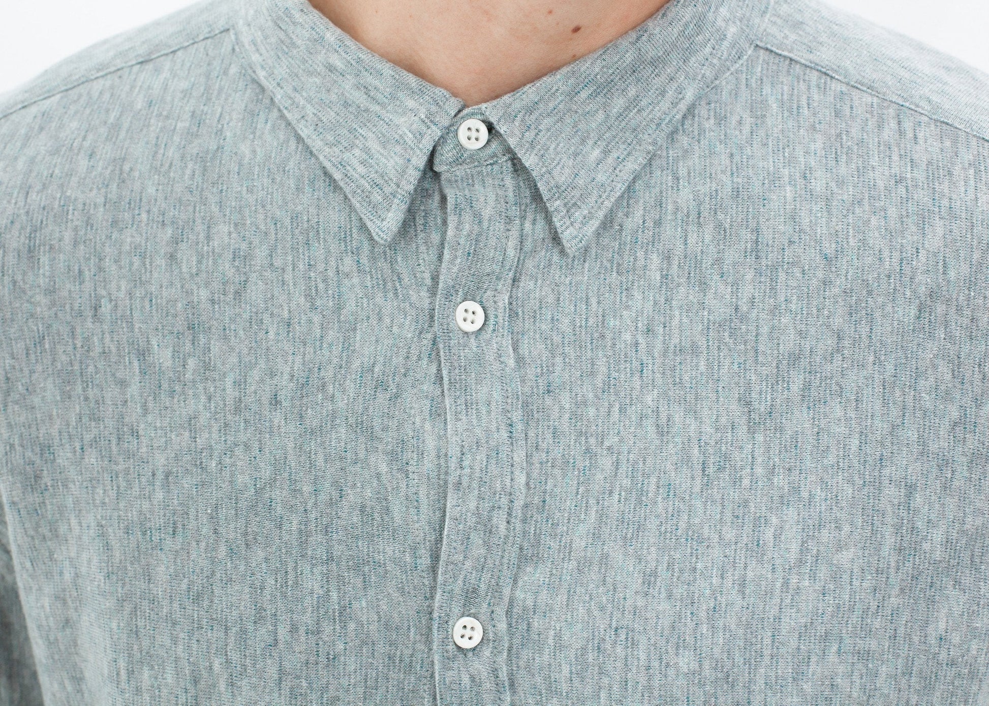 Kasuri Jersey Button-Up in Blue Grey - formtest11