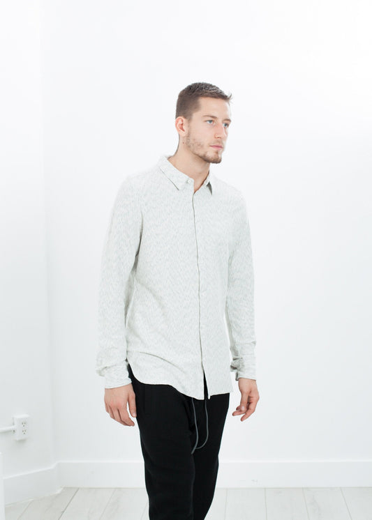 Kasuri Jersey Button-Up in Ivory/Black - formtest11