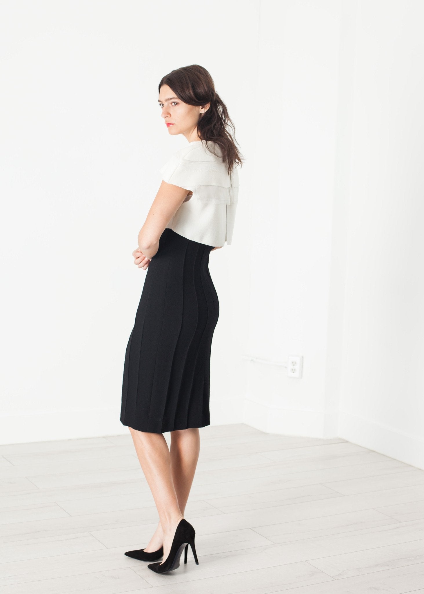 Layered Contrast Dress in Cream/Black - formtest11