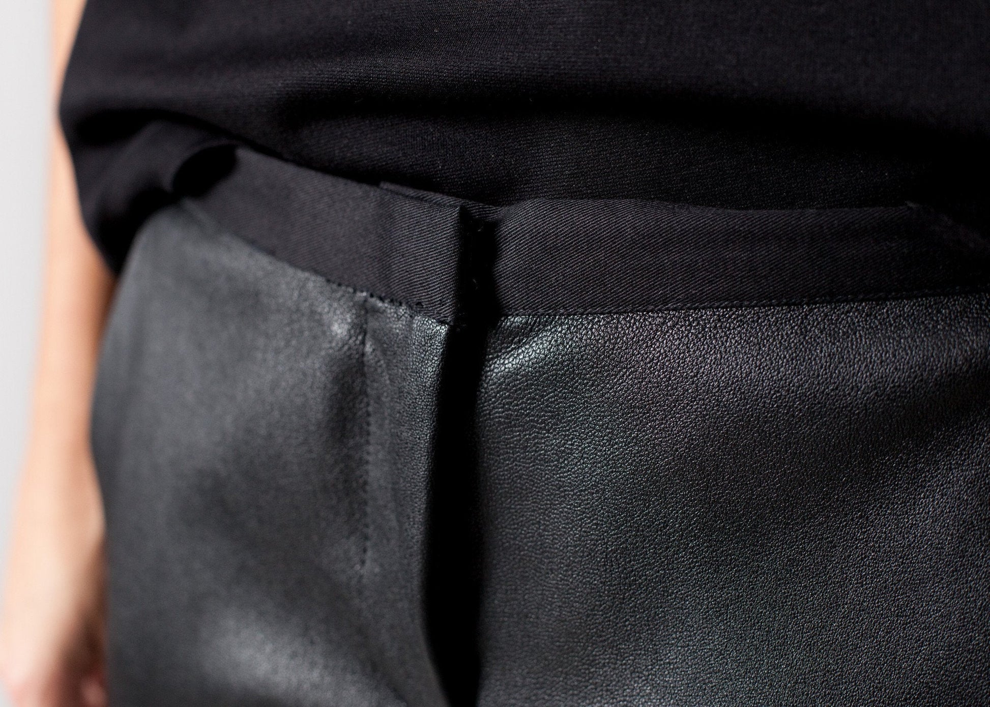 Leather Panel Trouser in Black - formtest11