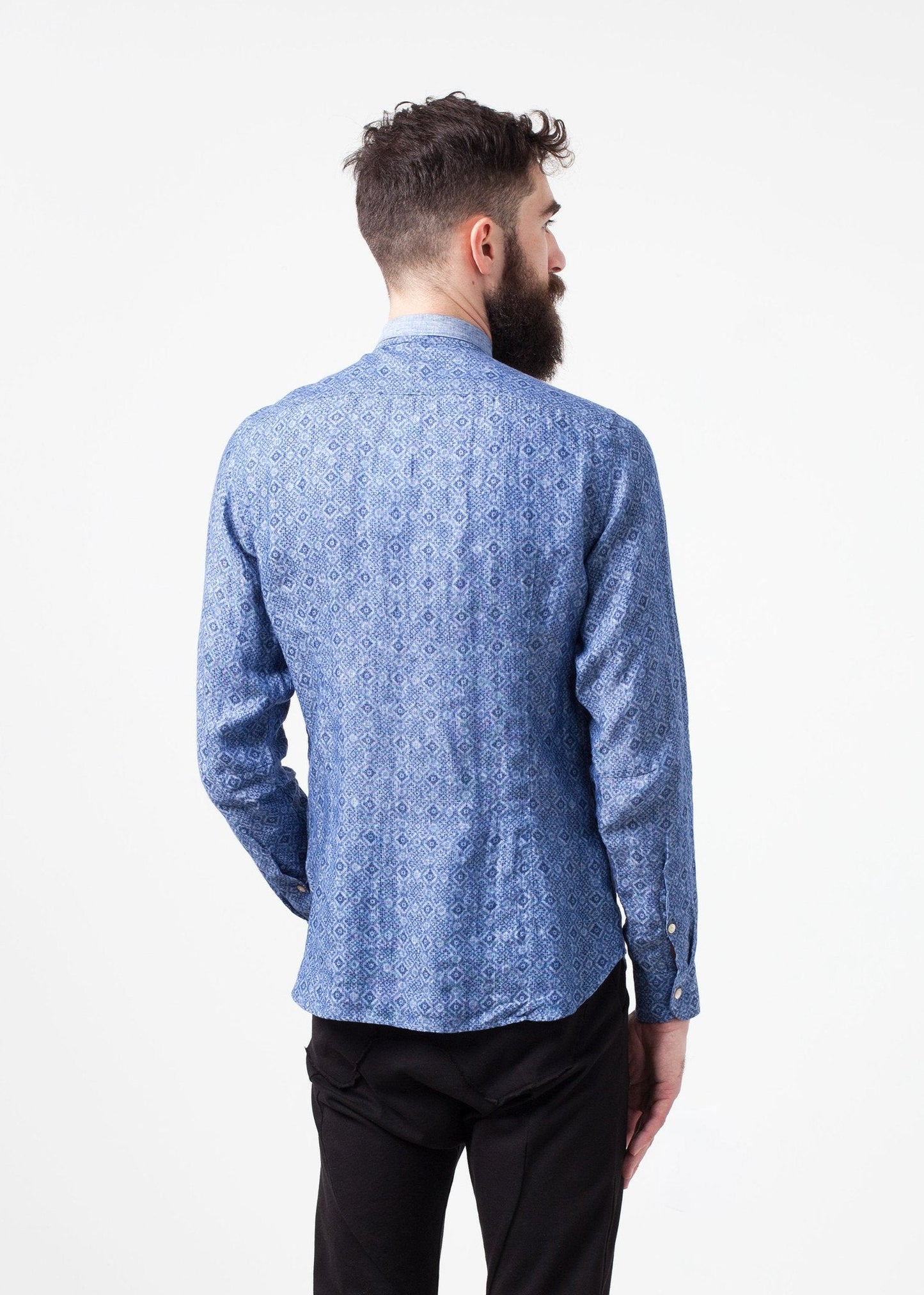 Linen Button Up in Blue Diamond - formtest11