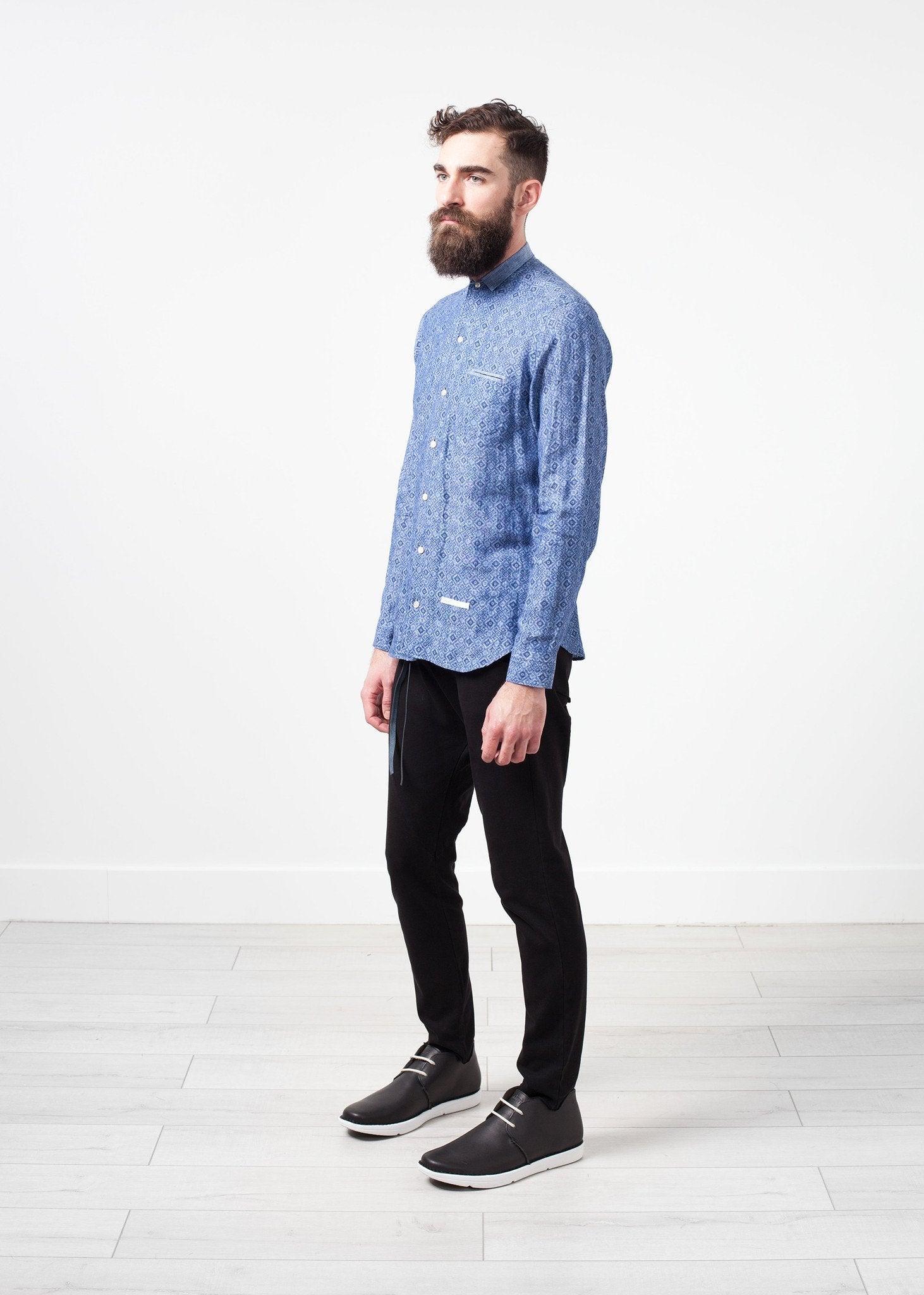 Linen Button Up in Blue Diamond - formtest11