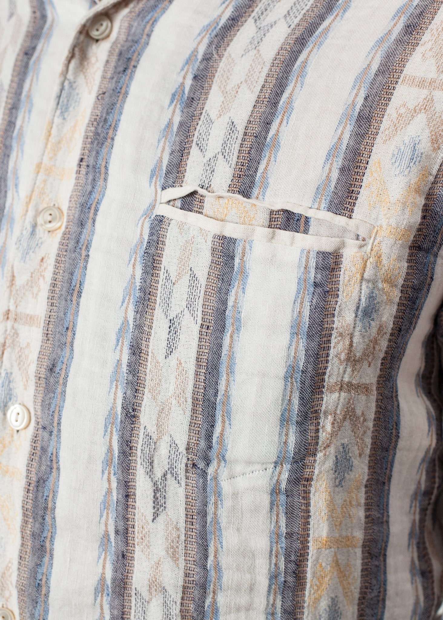 Linen Western Shirt in Beige/Blue - formtest11