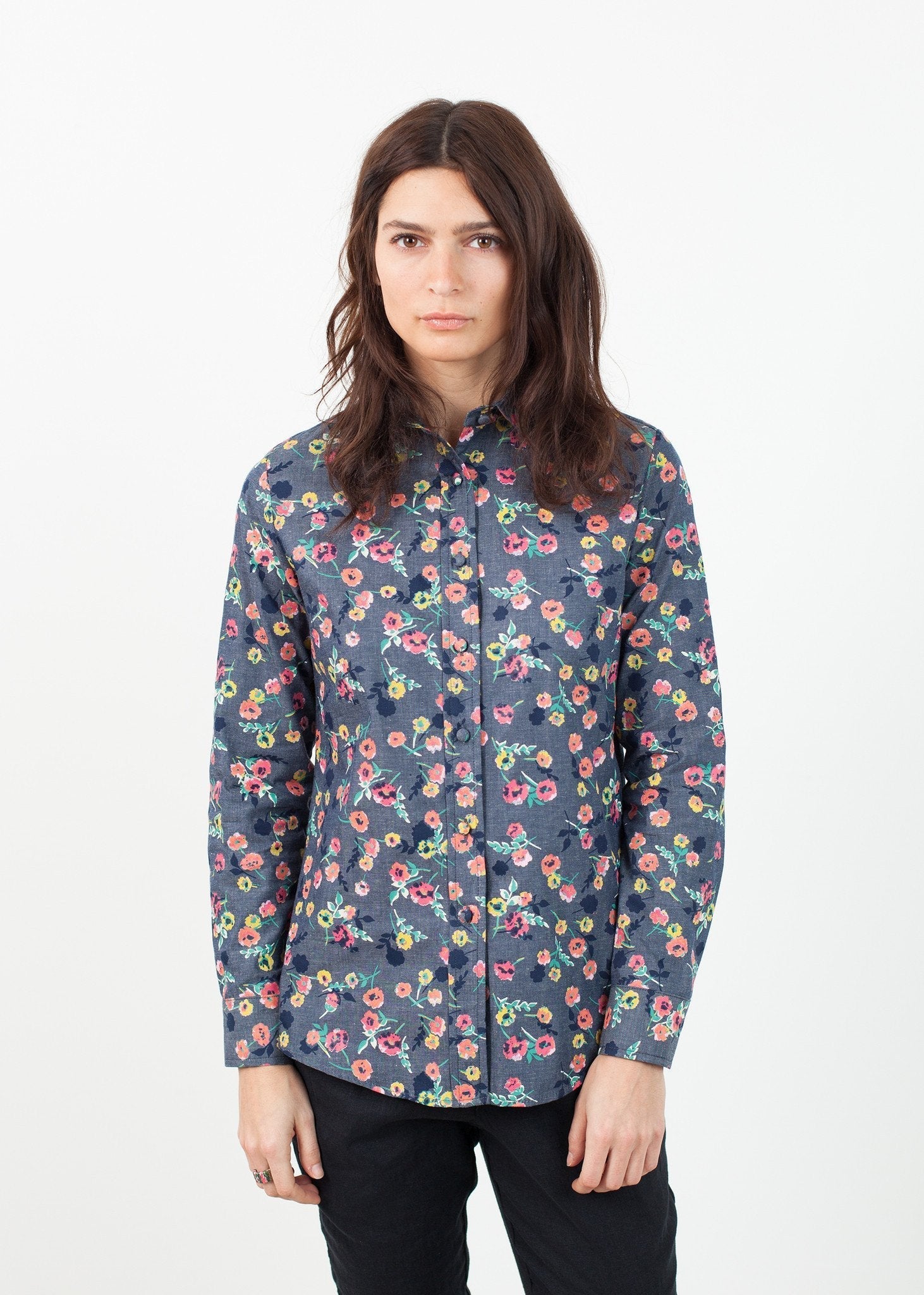 Long Sleeve Blouse in Black/Floral - formtest11