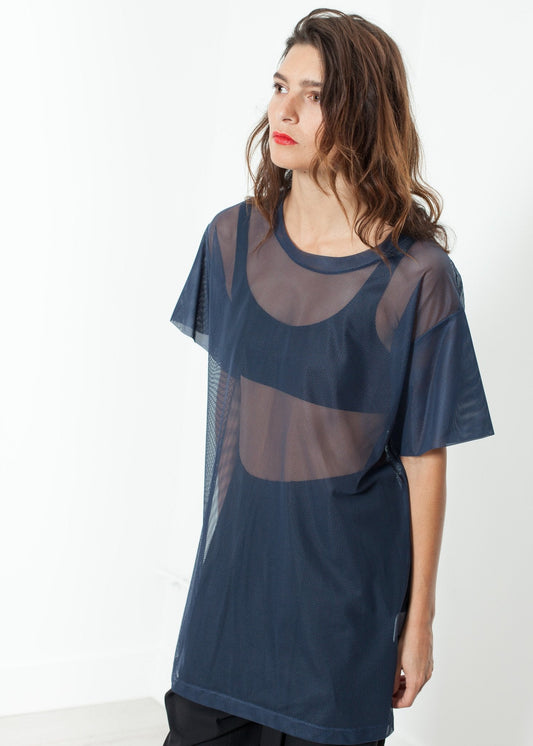 Mesh Over Dress in Navy - formtest11