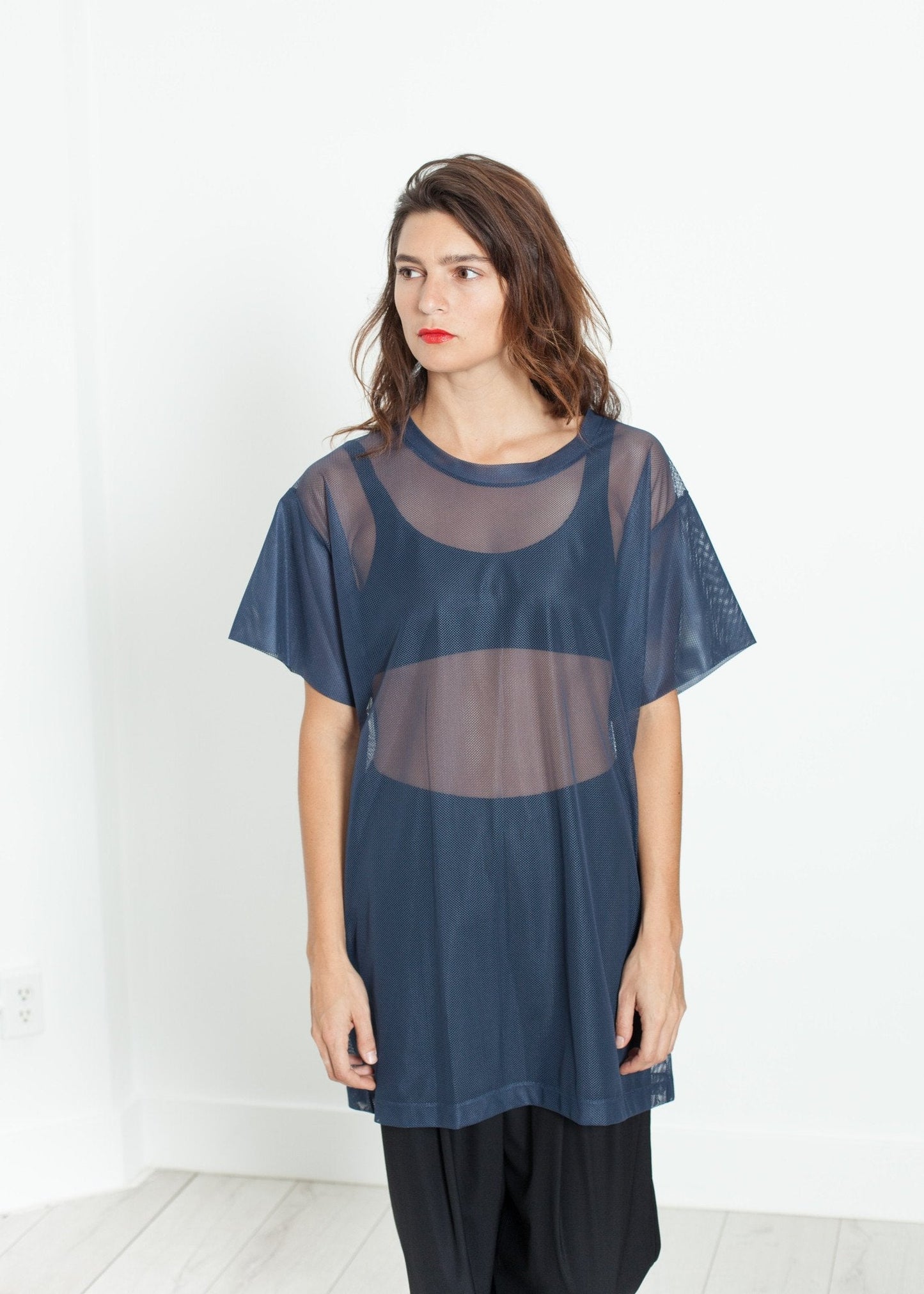 Mesh Over Tee in Navy - formtest11