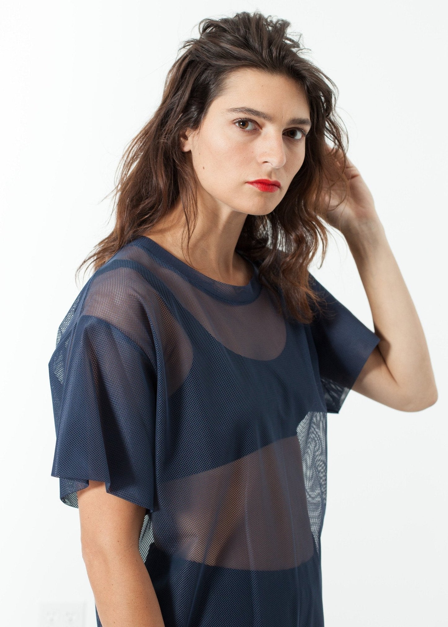 Mesh Over Tee in Navy - formtest11