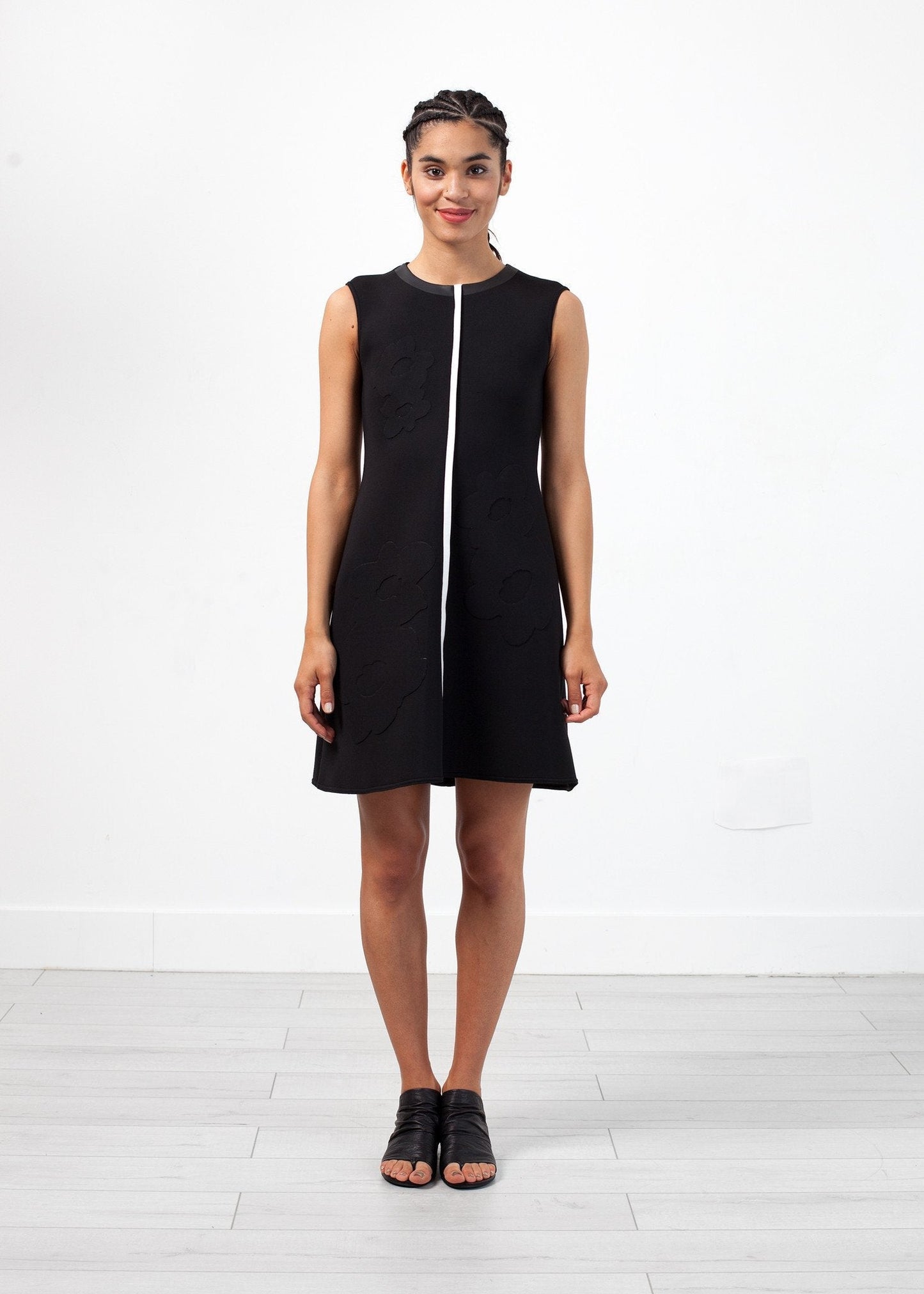 Neoprene Flower Dress in Black - formtest11