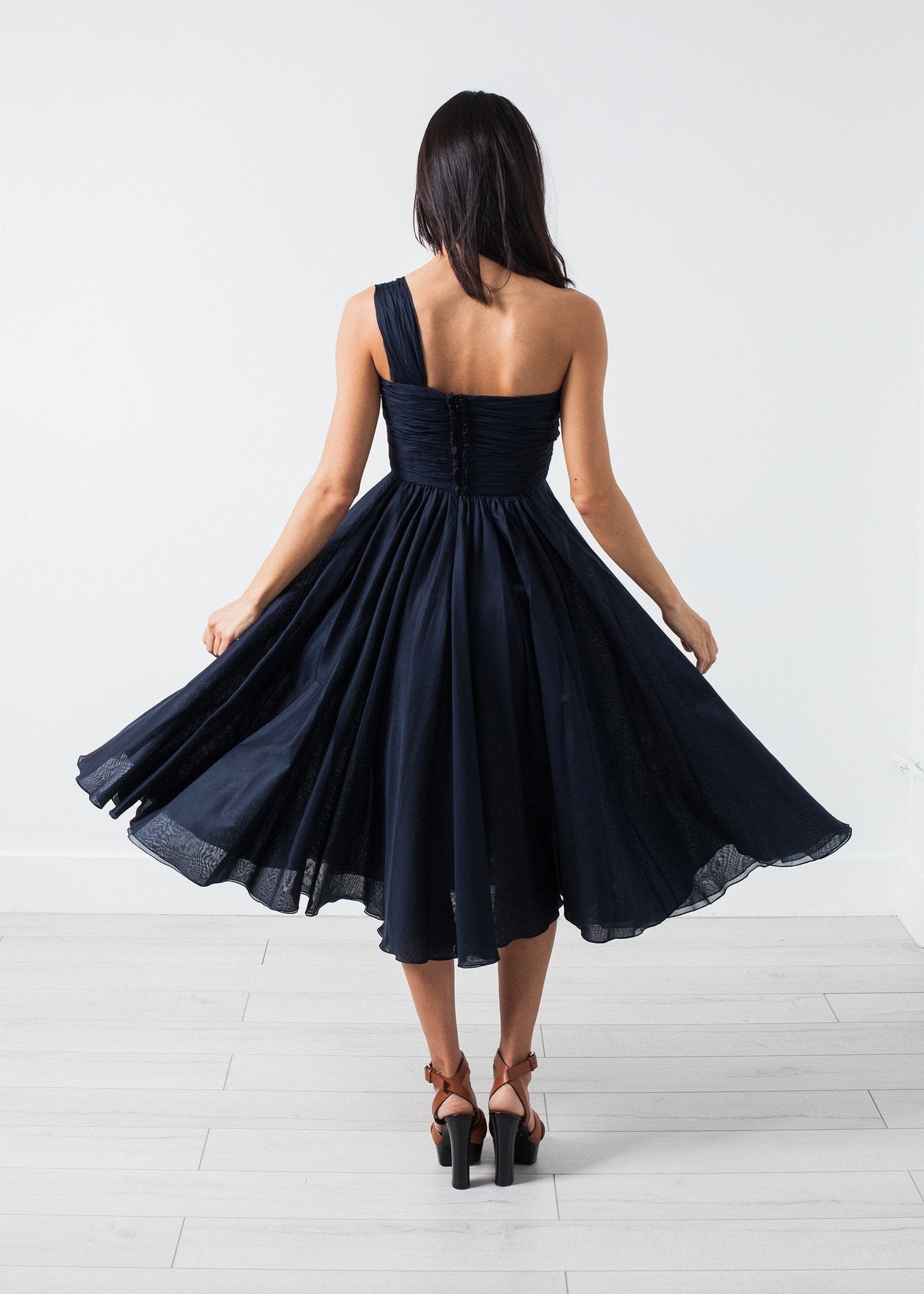 One Shoulder Dress in Navy - formtest11