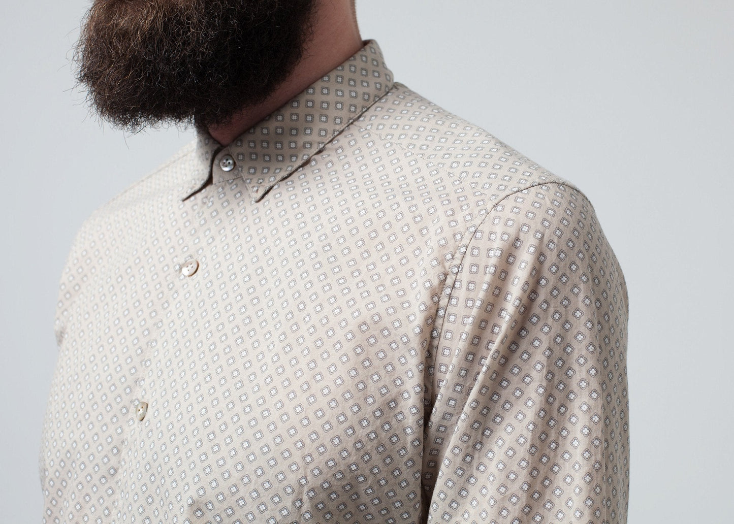 Patterned Button Up in Beige - formtest11