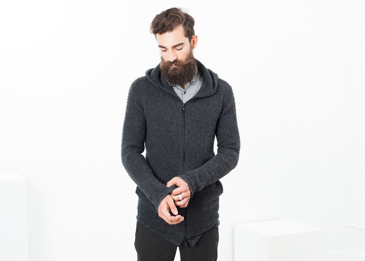 Pill Zip Sweater in Anthracite - formtest11