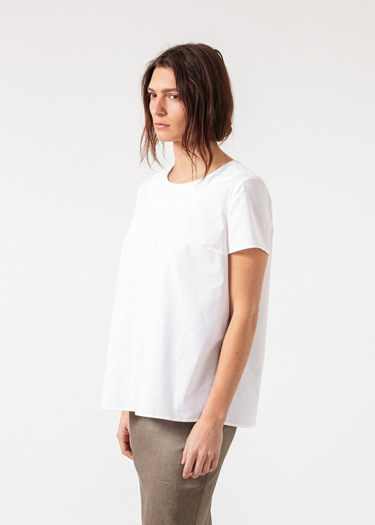 Pleat Back Blouse in White - formtest11