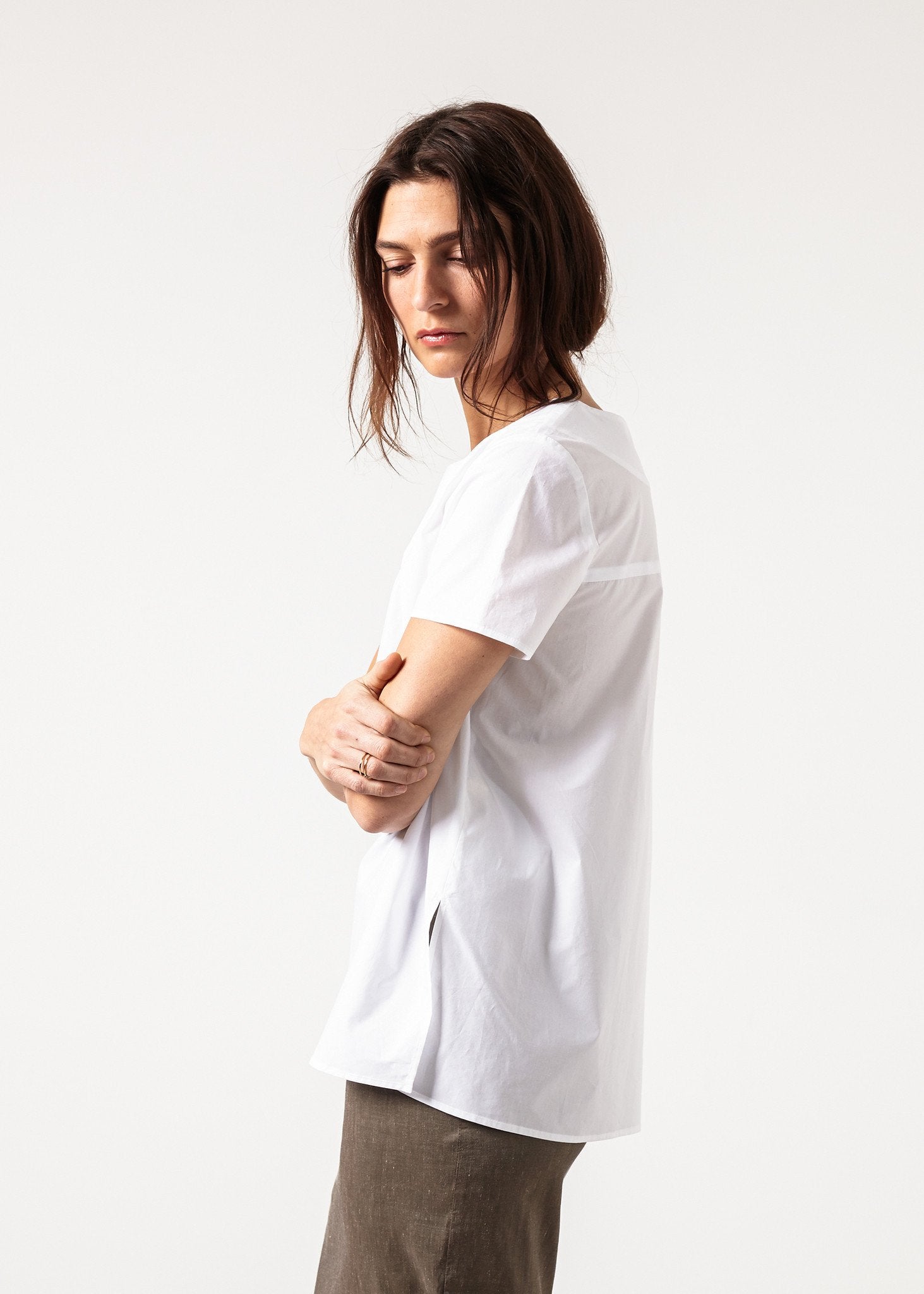 Pleat Back Blouse in White - formtest11