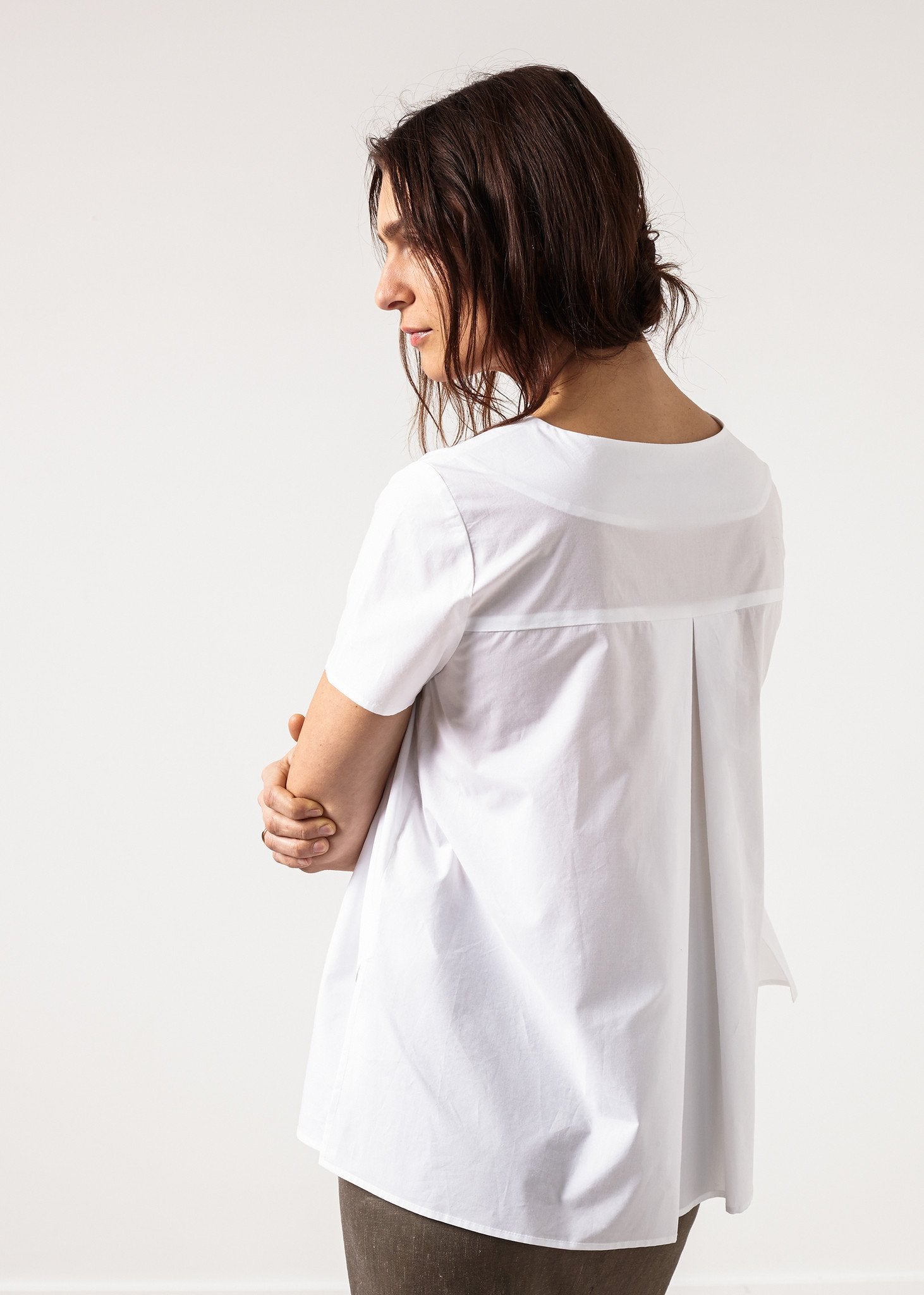 Pleat Back Blouse in White - formtest11