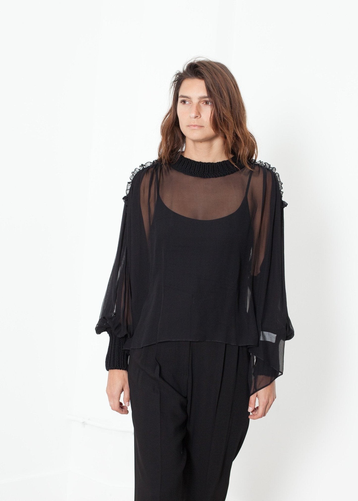 Poet Silk Sweater in Black - formtest11