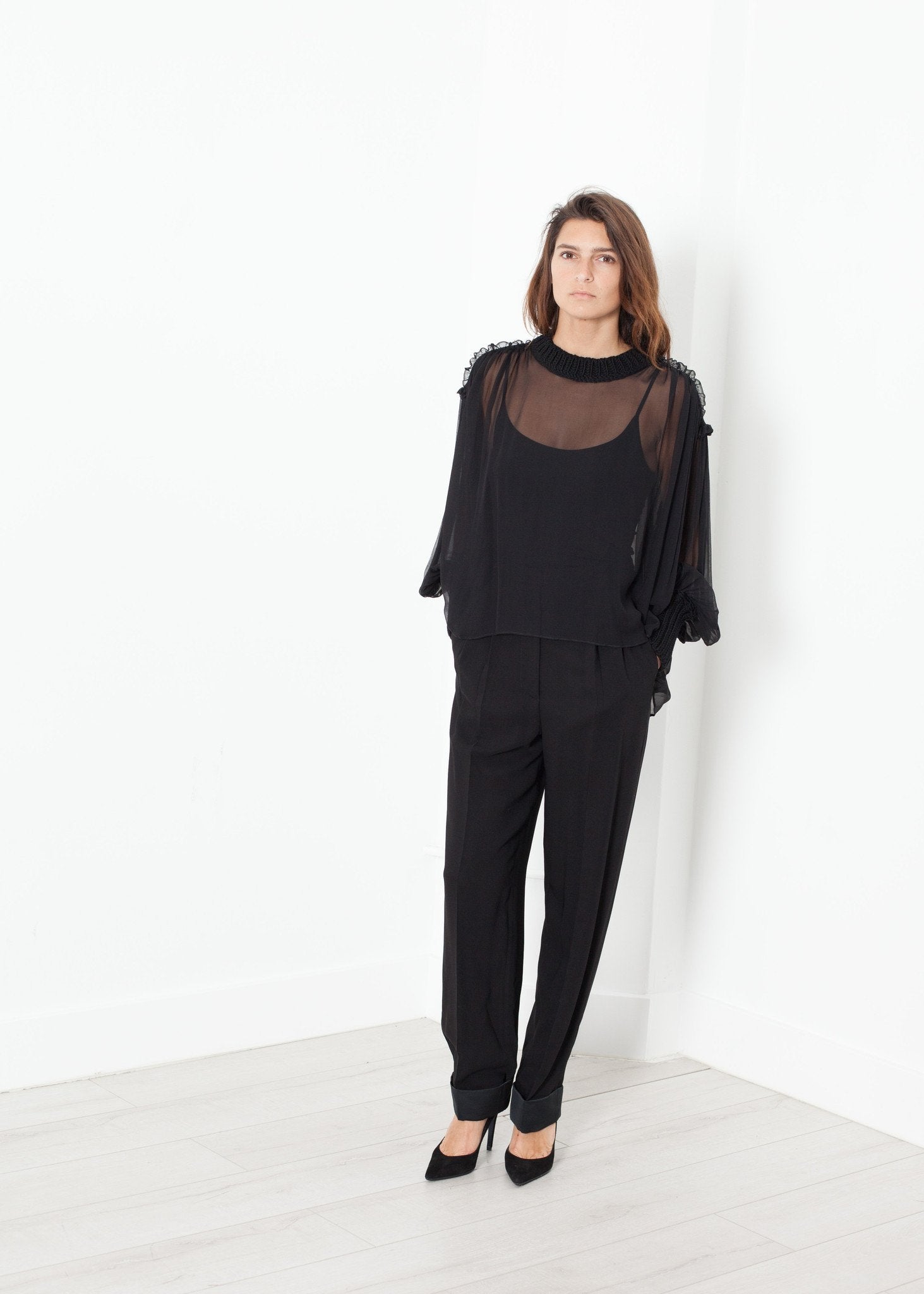 Poet Silk Sweater in Black - formtest11