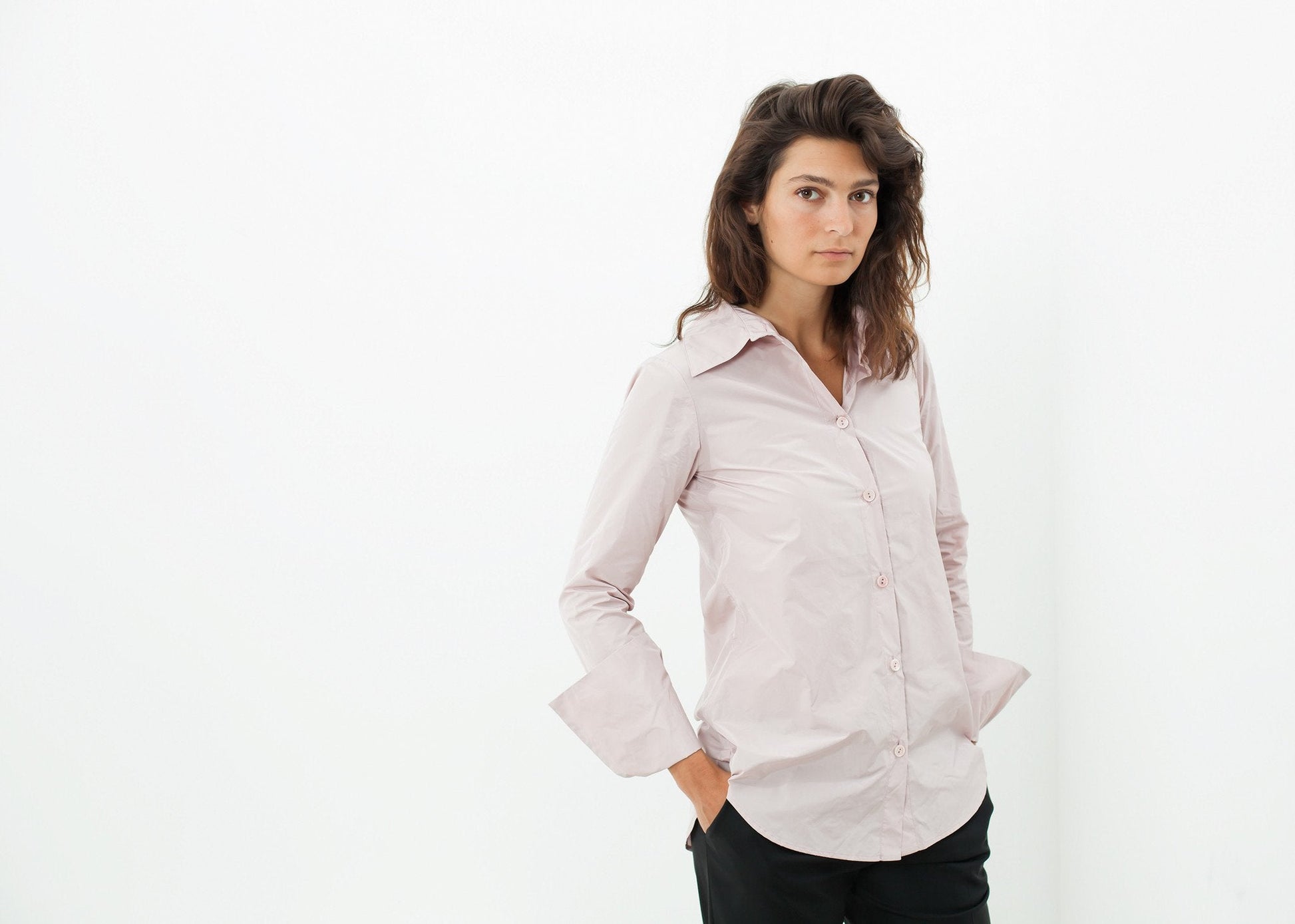 Pointed Collar Blouse in Rose - formtest11