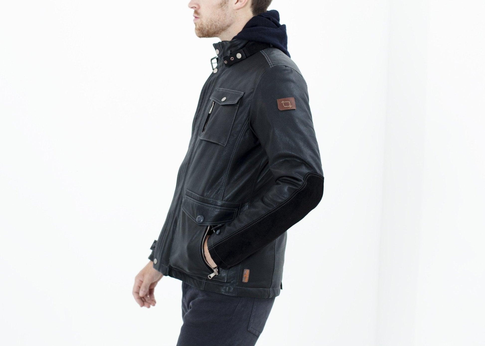 Prince Leather Field Jacket in Meteor - formtest11