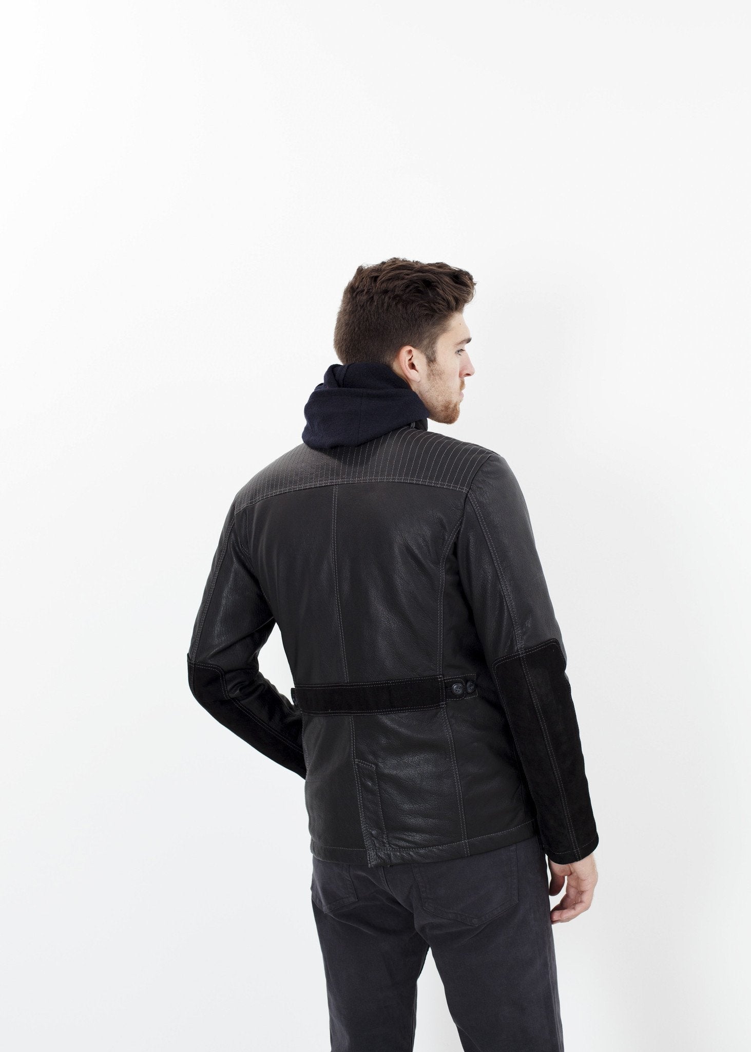 Prince Leather Field Jacket in Meteor - formtest11