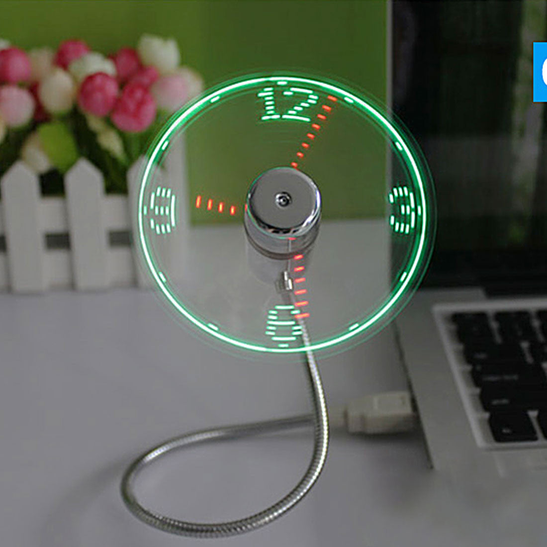 Amazon Aliexpress time USB clock fan real time temperature display fan snake fan